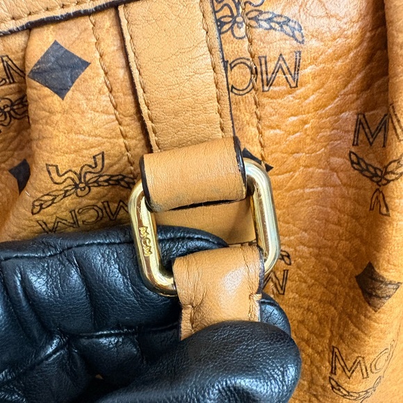 MCM Cognac Leather Satchel with Logo Details - Picture 9 of 11